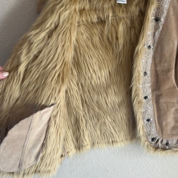 Vtg Penny Lane Leather Vest XL Studded Faux Fur Embellished Rhinestones Y2K 90s - Picture 6 of 6